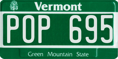 VT license plate POP695