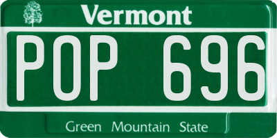 VT license plate POP696
