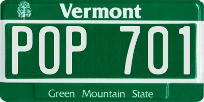 VT license plate POP701