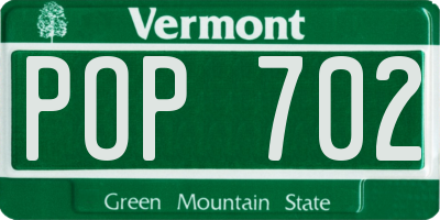 VT license plate POP702