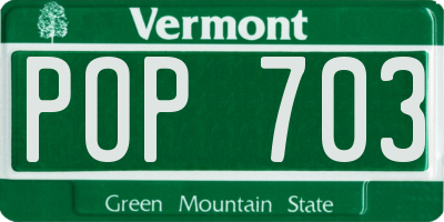 VT license plate POP703