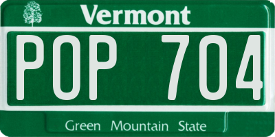 VT license plate POP704