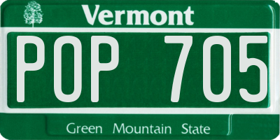 VT license plate POP705