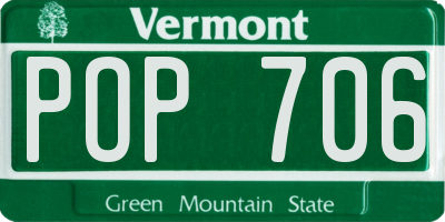 VT license plate POP706