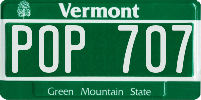 VT license plate POP707