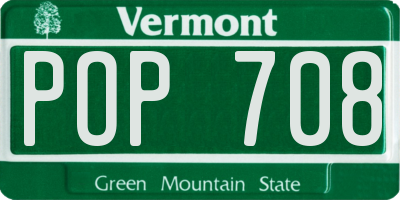 VT license plate POP708