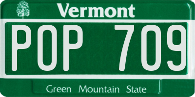VT license plate POP709