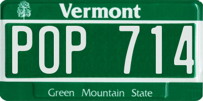 VT license plate POP714