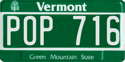 VT license plate POP716