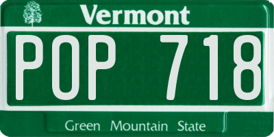 VT license plate POP718