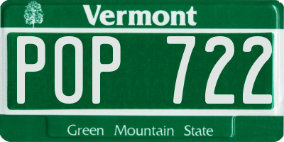 VT license plate POP722