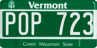 VT license plate POP723