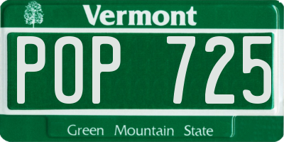 VT license plate POP725