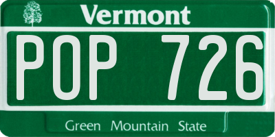 VT license plate POP726