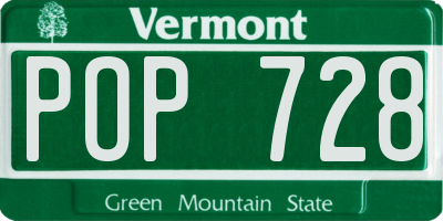 VT license plate POP728