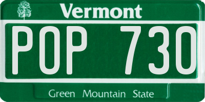 VT license plate POP730