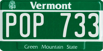 VT license plate POP733