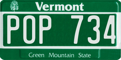 VT license plate POP734