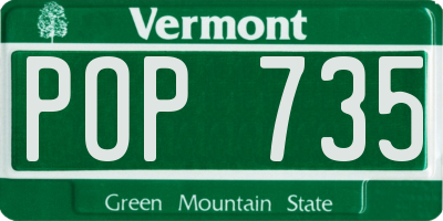 VT license plate POP735