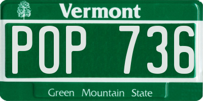 VT license plate POP736