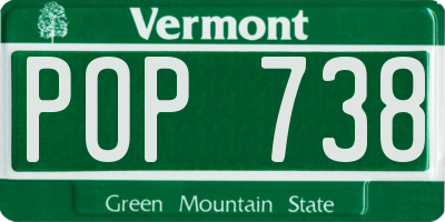 VT license plate POP738