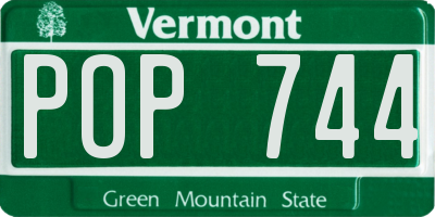 VT license plate POP744