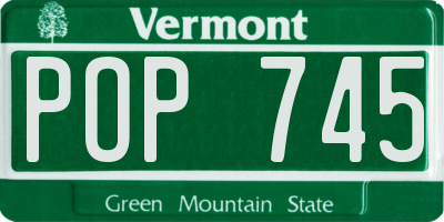VT license plate POP745