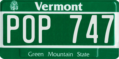 VT license plate POP747