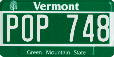 VT license plate POP748