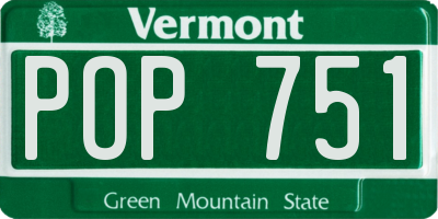 VT license plate POP751