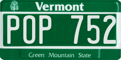 VT license plate POP752
