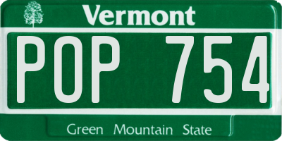 VT license plate POP754