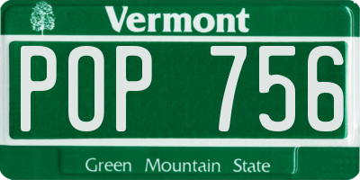 VT license plate POP756