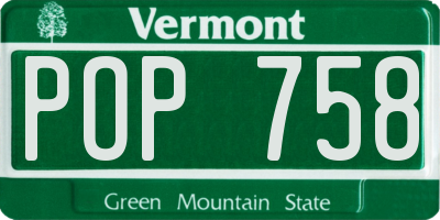VT license plate POP758