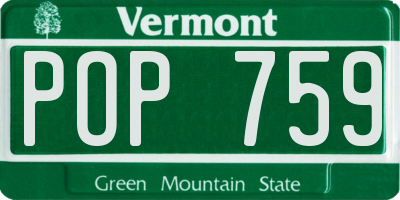 VT license plate POP759