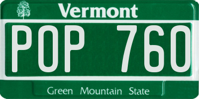 VT license plate POP760