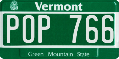 VT license plate POP766