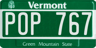 VT license plate POP767