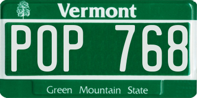 VT license plate POP768