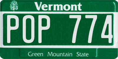 VT license plate POP774