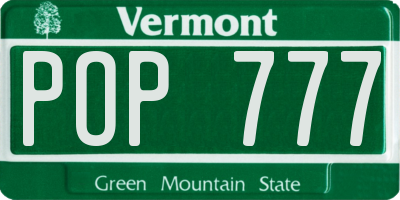 VT license plate POP777