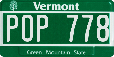 VT license plate POP778