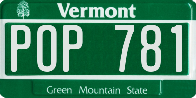 VT license plate POP781