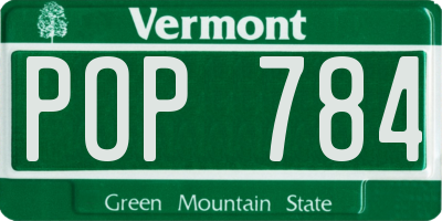 VT license plate POP784