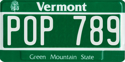 VT license plate POP789