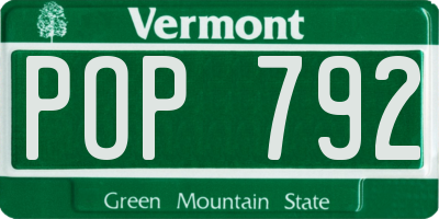VT license plate POP792