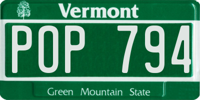 VT license plate POP794