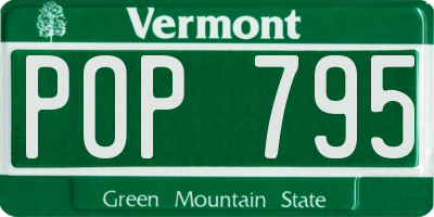 VT license plate POP795