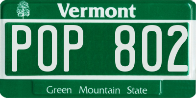 VT license plate POP802