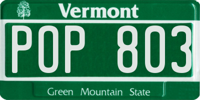 VT license plate POP803